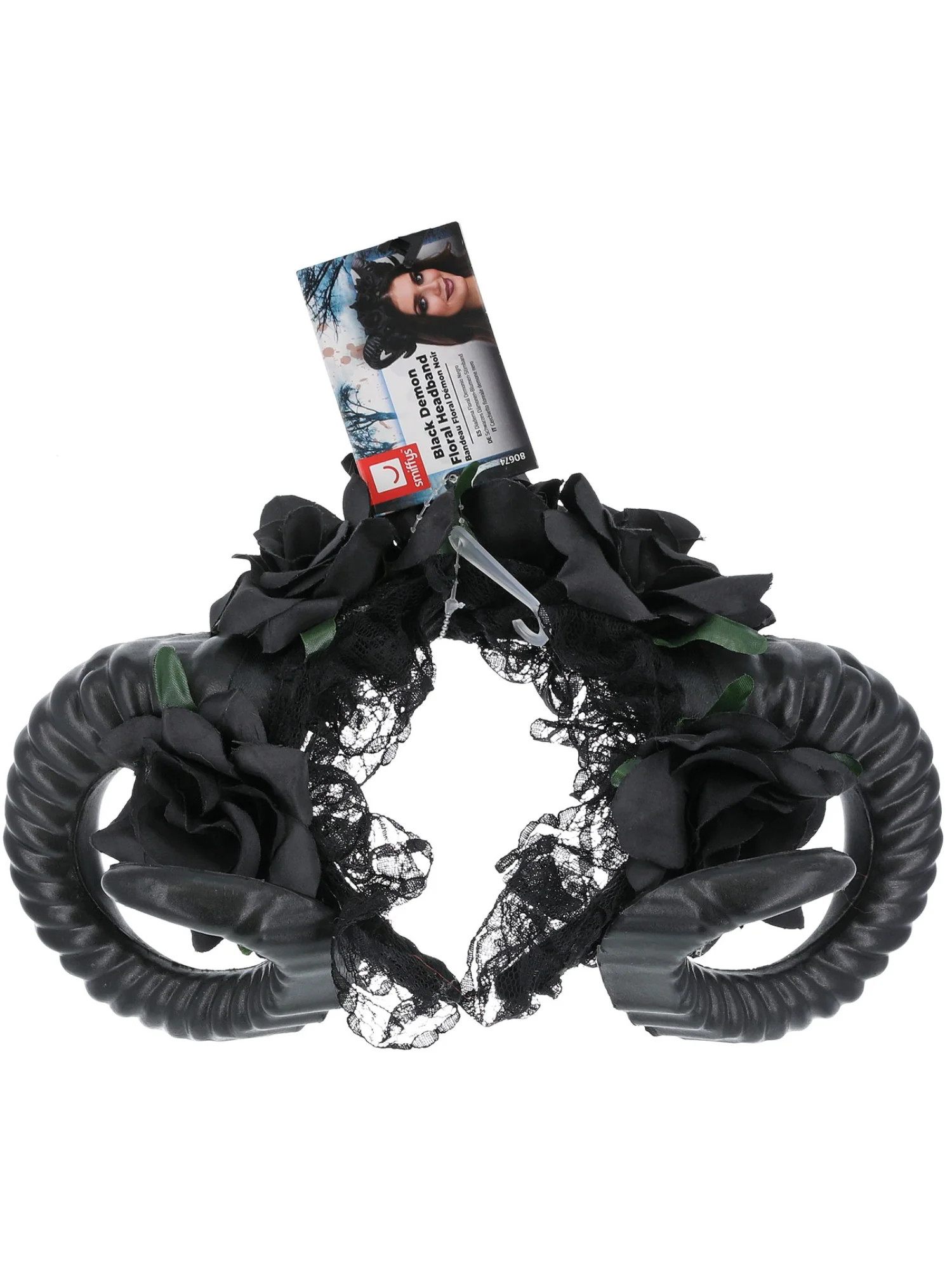 Black Demon Floral Headband - Image 2