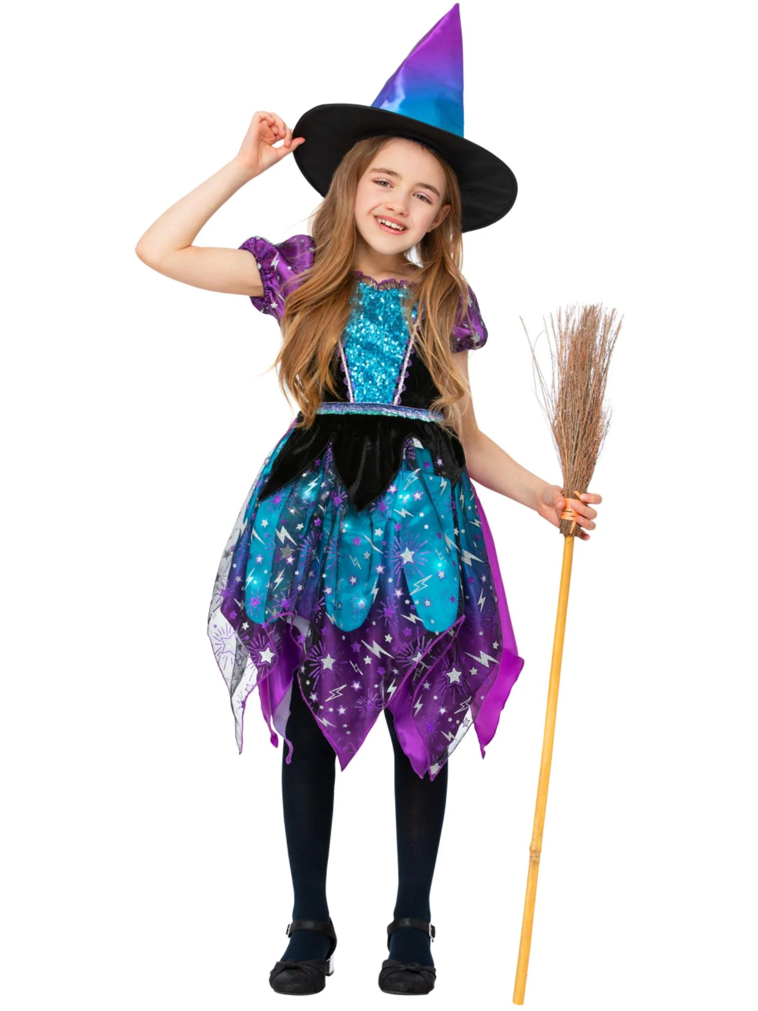 Deluxe Moon & Stars Light Up Witch Costume - Image 2