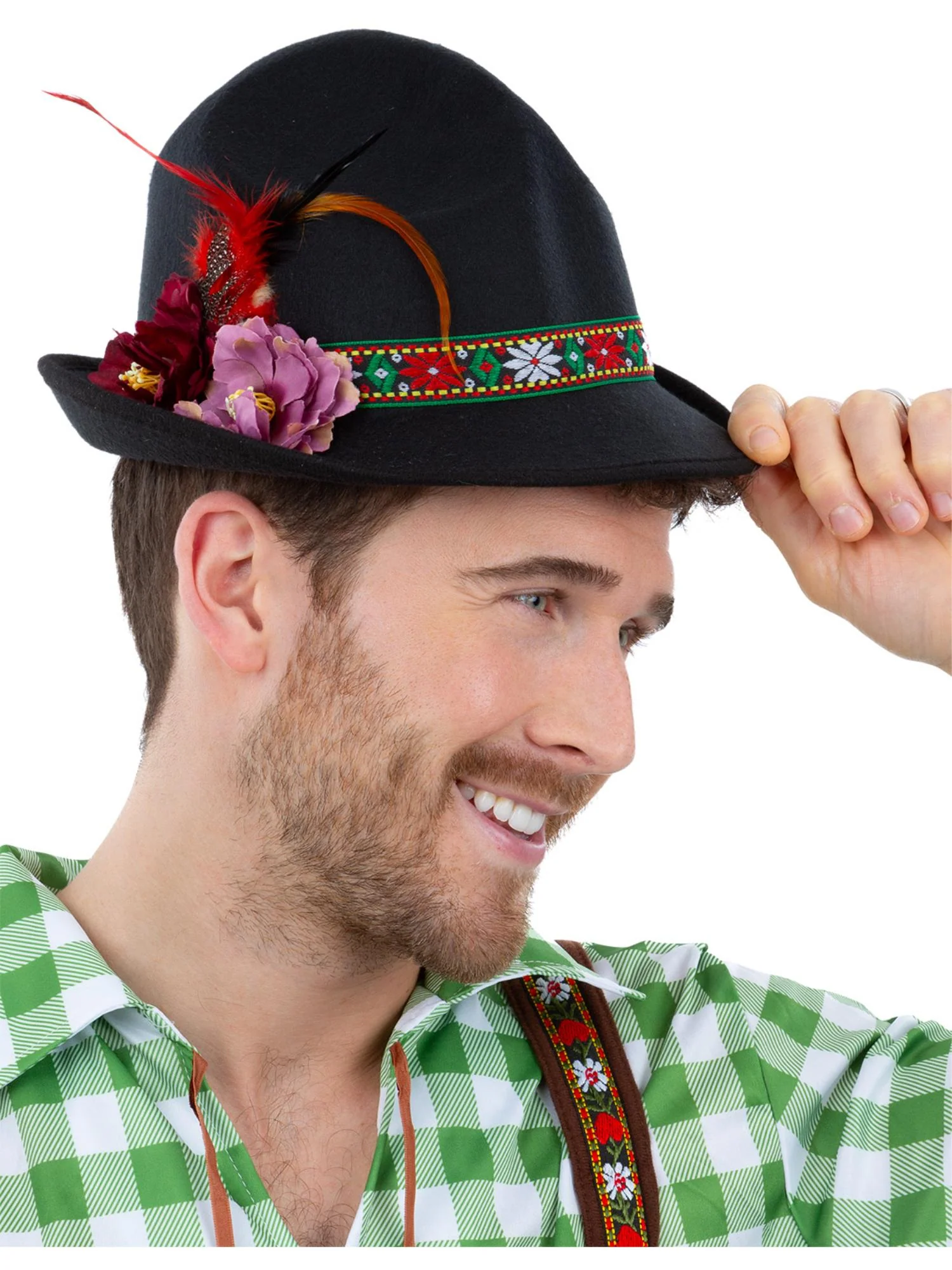 Dirndl Trenker Hat, with Feathers & Flowers - Image 2