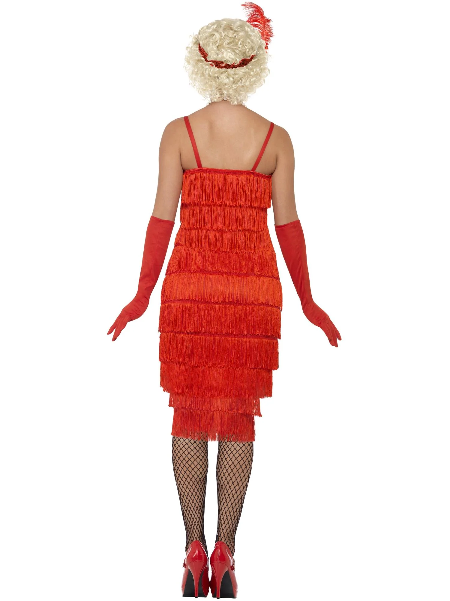 Flapper Costume, Red, with Long Dress - Image 3