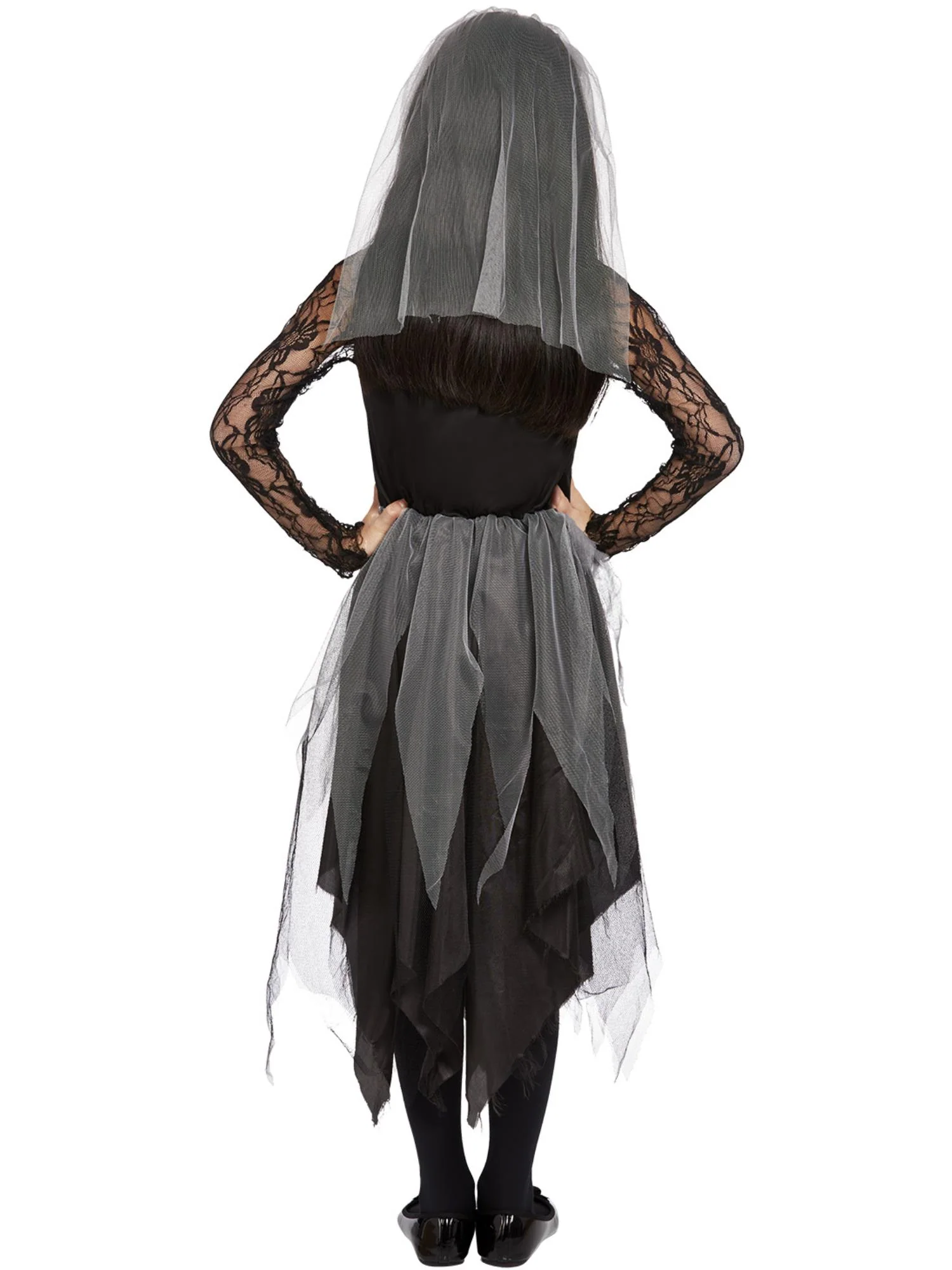 Girls Black Graveyard Bride Costume - Image 4
