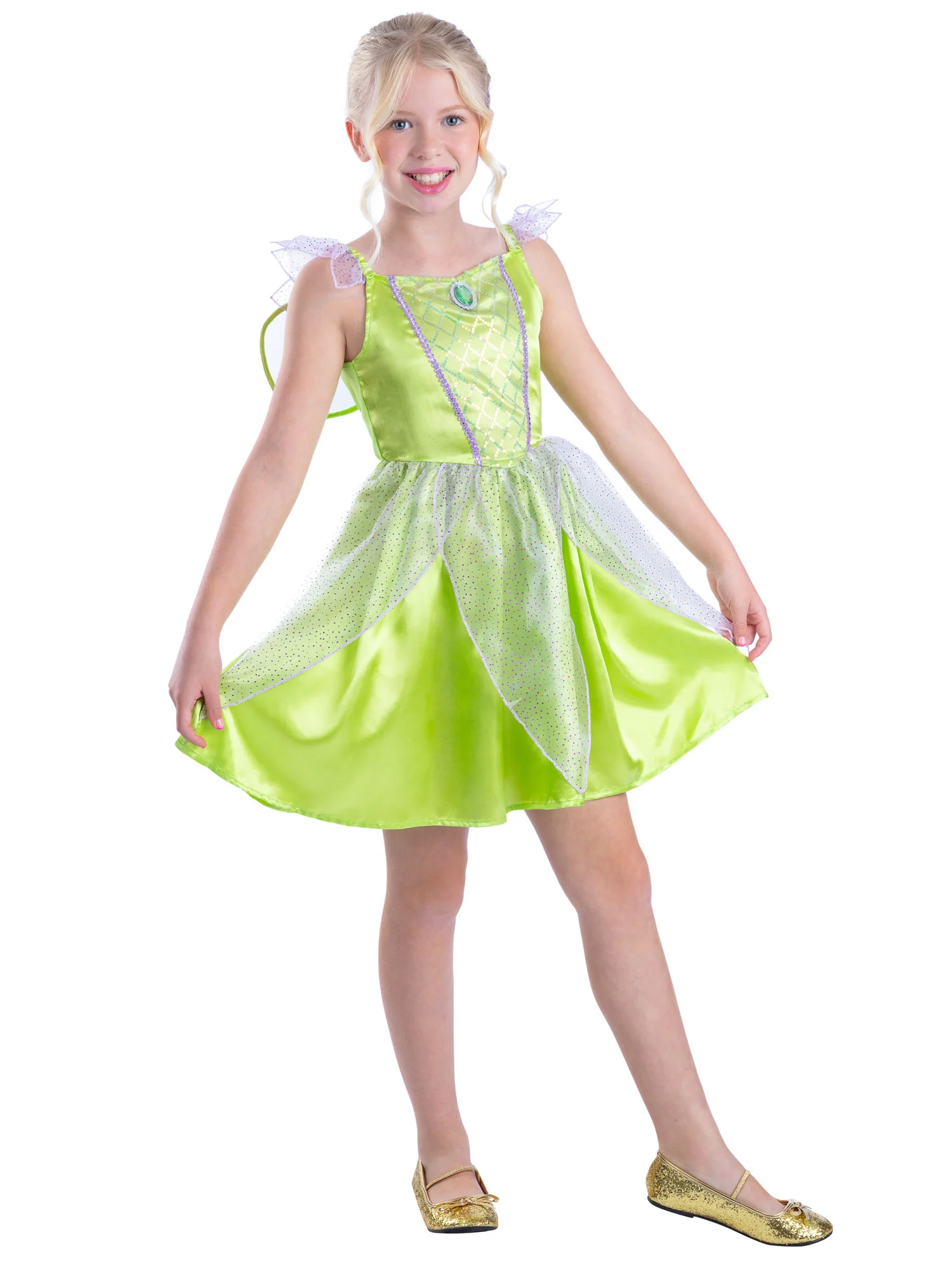 Green Fairy Costume with Dress & Wings - Image 2