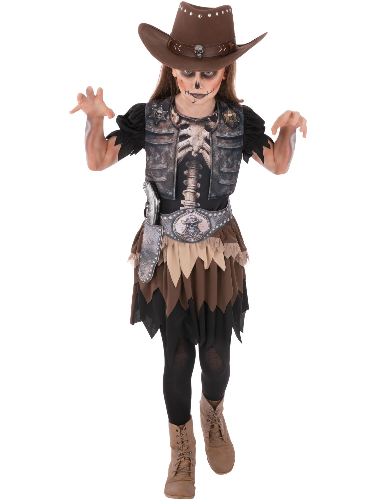 Kids Skeleton Cowgirl Costume - Image 4