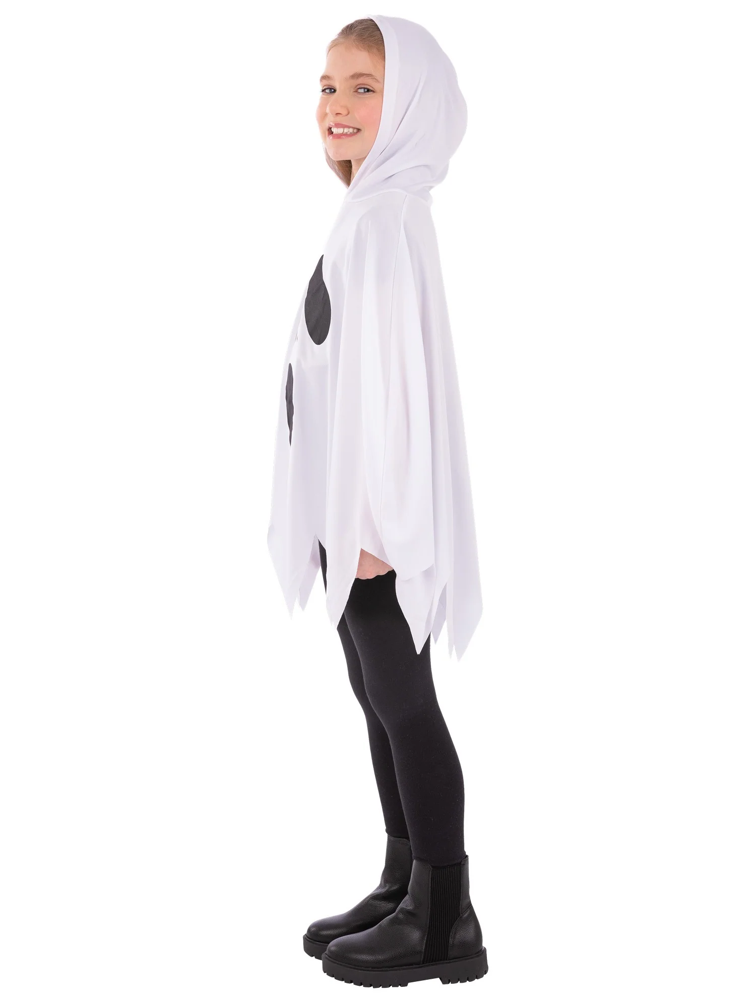 Kids Unisex White Ghost Poncho - Image 2