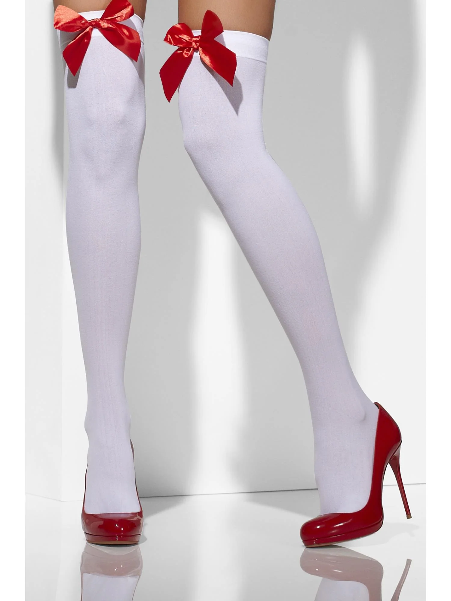 Opaque Hold-Ups, White, with Red Bows - Image 4