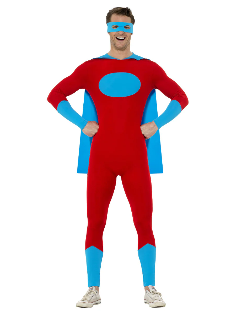 Superhero Man Costume, Blue & Red - Image 7